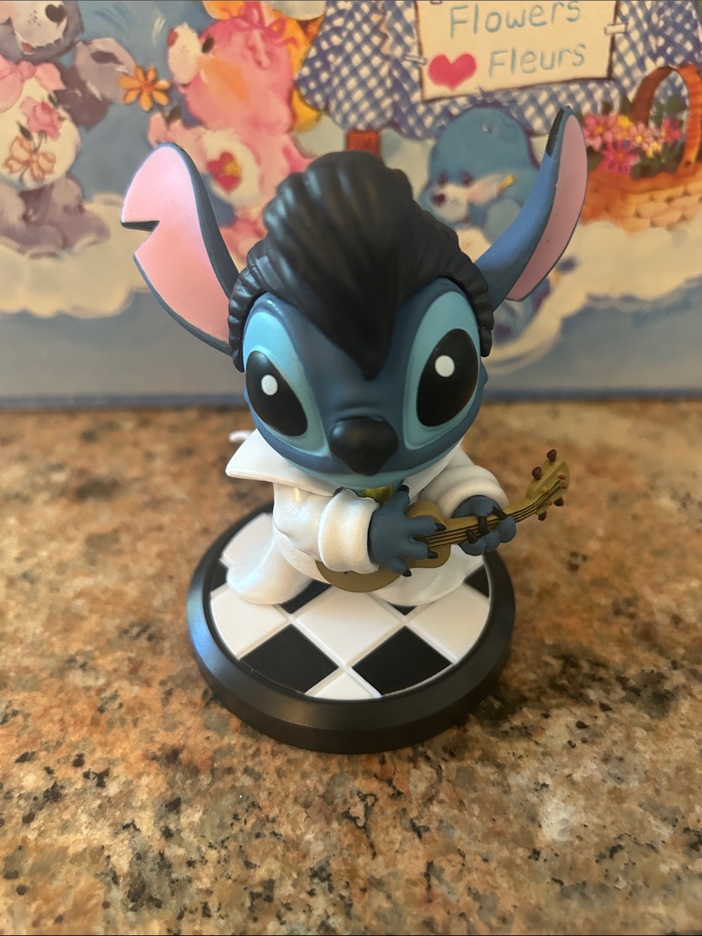 Stitch Elvis Figure with Guitar - Blue & White, came from a blind box, no card